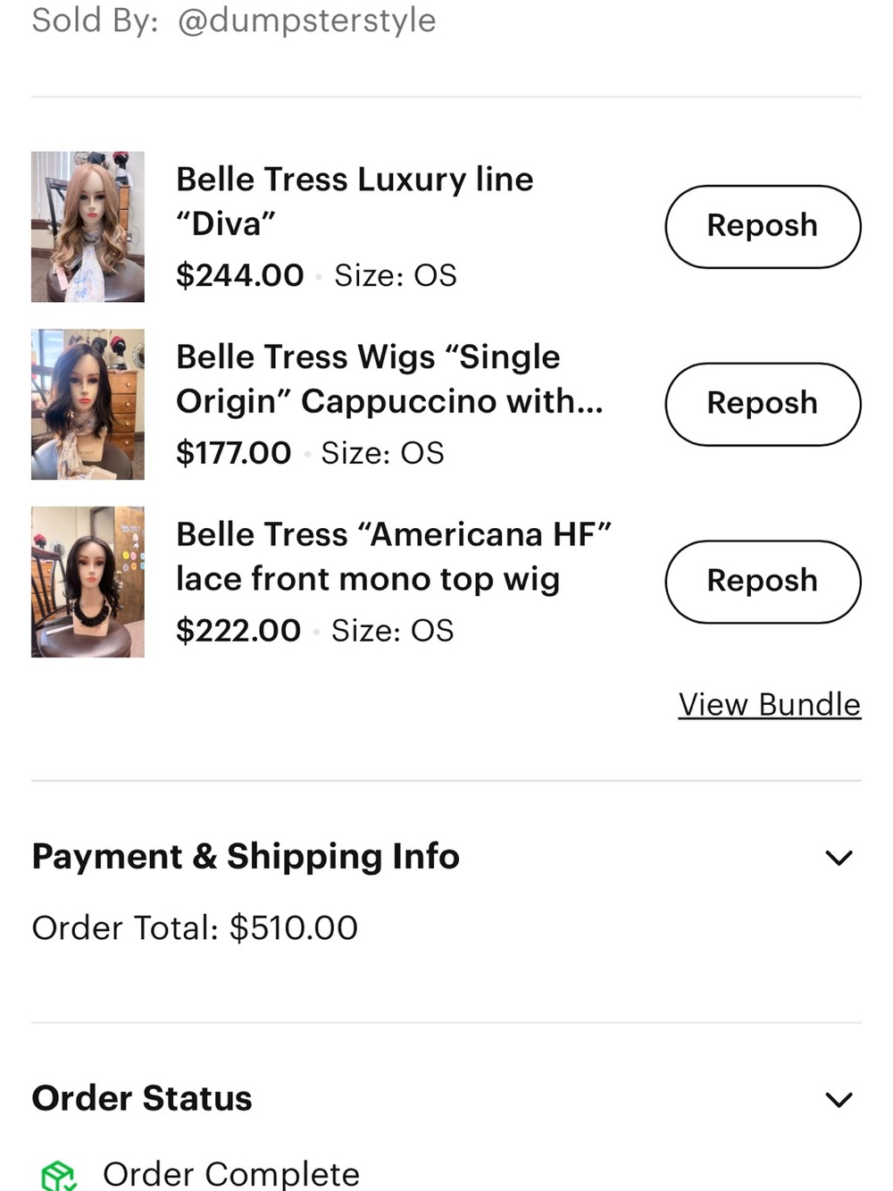 Belle Tress Lace Front Wigs set of three